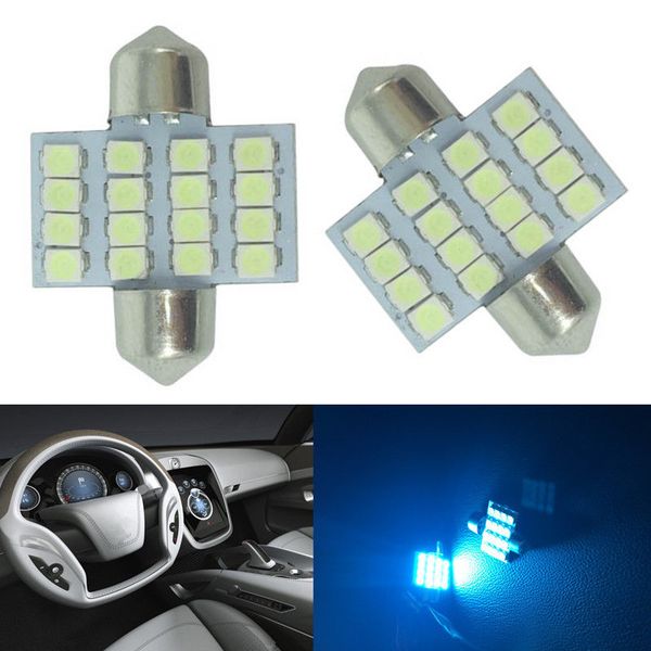 

100x ice-blue 1.25" 31mm 16-smd-5050 de3175 led lights for interior dome map