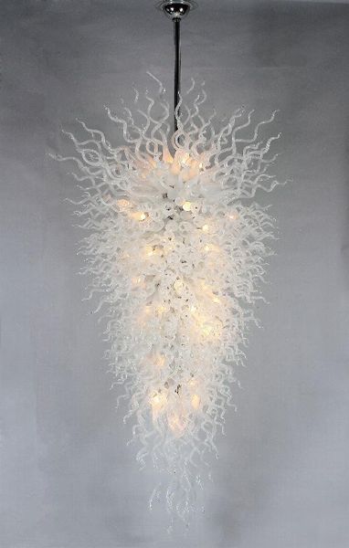 

modern art deco white blown murano glass chandelier light foyer deco led light source ac 110v 240v modern ceiling led light