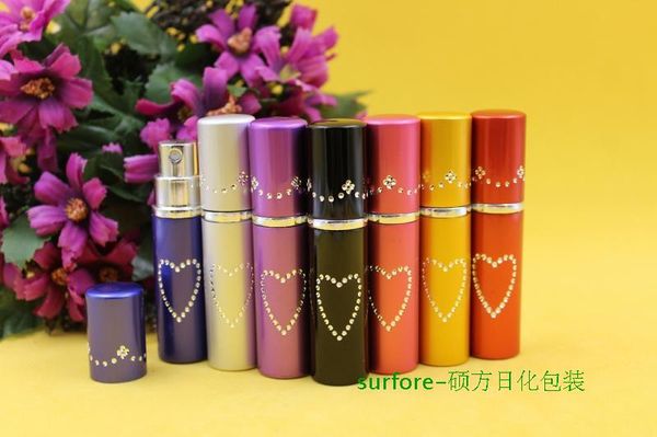 

100pcs c5 5ml sea heart perfume bottle points bottling portable spray bottle foil ravel atomizer perfume bottle, refillable bo quality