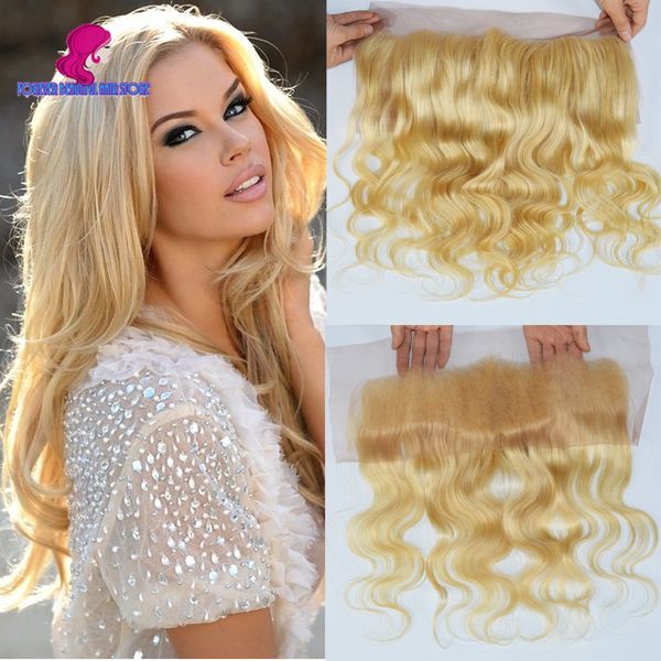 

#613 lace frontal body wavy 13*4'' ear to ear blonde lace frontal with baby hair bleached knots, Black;brown