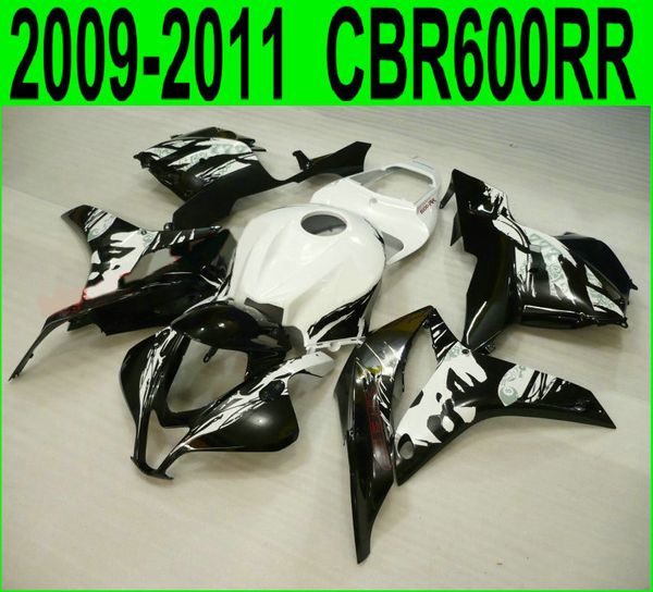 7 Geschenke + ABS-Verkleidungen für Honda, Spritzguss, CBR600RR 2009–2011, schwarz-weißes Verkleidungs-Bodykit, CBR 600 RR 09 10 11 YR9