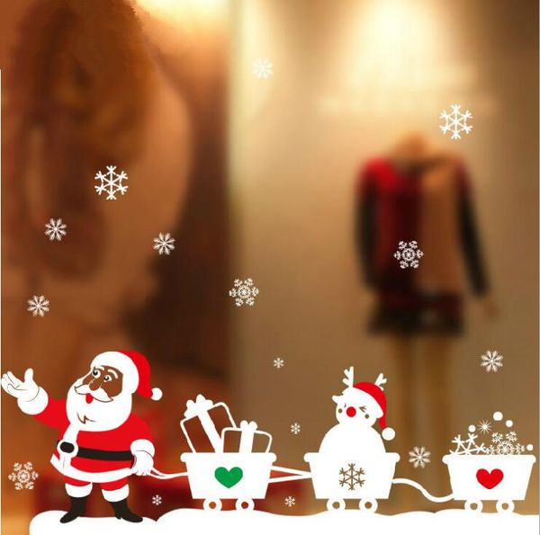 Schneeflocke Ornament Aufkleber Schneeflocke Santa Rentier Fenster Display ohne Kleber elektrostatische Inkognito Marry Christmas Wandaufkleber CS002