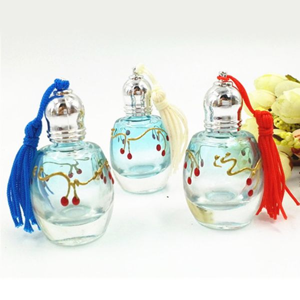 

cherry print perfume bottle with roller lids 12ml portable travel glass scented bottle refillable makeup containers dc755
