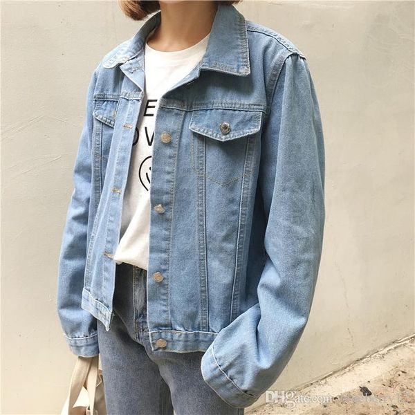 

boyfriend style denim women jacket three color female plus size loose jeans jacket women washed blue jackets women coat, Black;brown