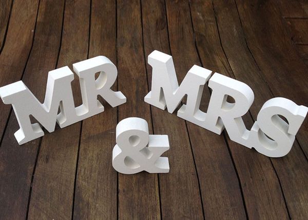 Mr Mrs Letter Decoration White Color Letters Wedding And Bedroom Adornment Mr Mrs Best Selling In Stock Wedding Decorations Cheap Beach Wedding