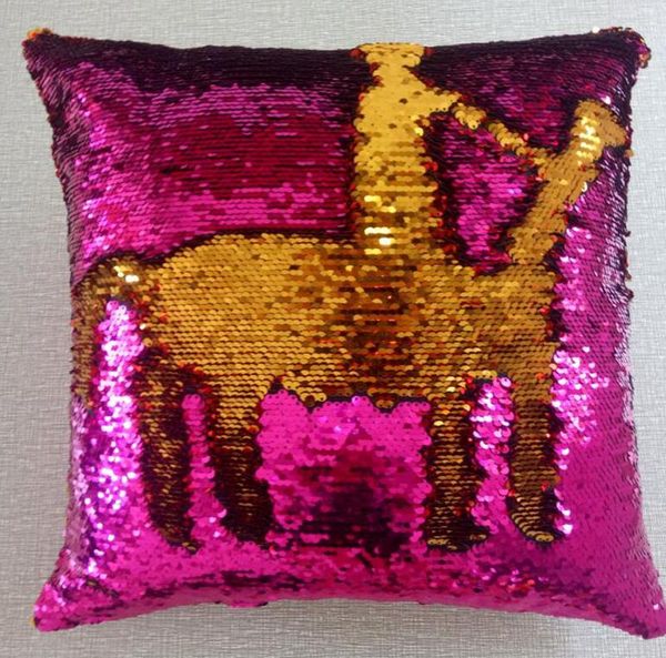 16 /"Magic Mermaid Kissenbezug Reversible Pailletten Glitter Sofa Kissenbezug Aut