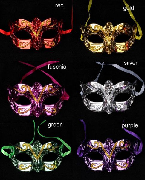 

100pcs/lot mix colors fashion mask gold shining plated party mask wedding props masquerade mardi gras mask