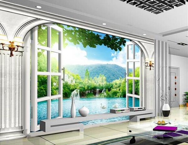 

3d wallpaper tv background wallpaper the living room sofa backdrop mural sea roman mural wallpaper 20155010