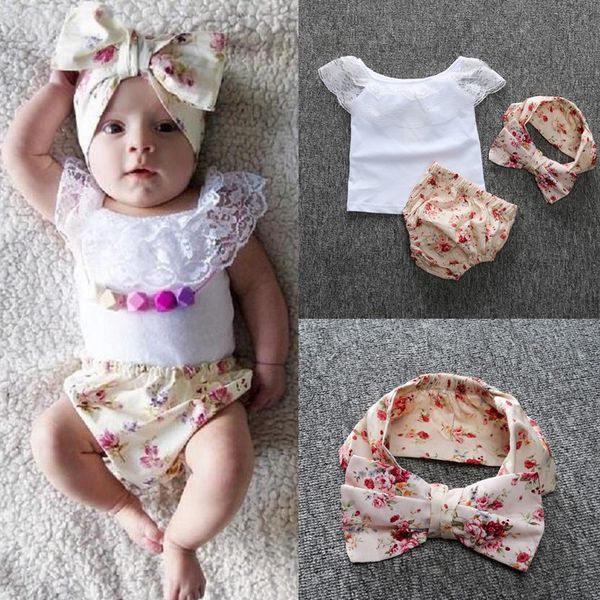 

baby girls clothing set kids girls clothes baby outfits bebes suits children clothing white lace t shirt pants headband 3pcs cute girls set