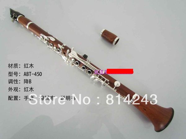 

abt-450 professional bb clarinet 17 key drop b tuning performance musical instrument red ebony clarinet silver keys clarinet with case