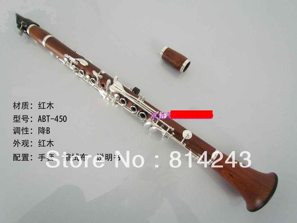 ABT-450 Clarinetto professionale in Sib 17 tasti B Accordatura Performance Strumento musicale Clarinetto in ebano rosso Clarinetto con chiavi in argento con custodia