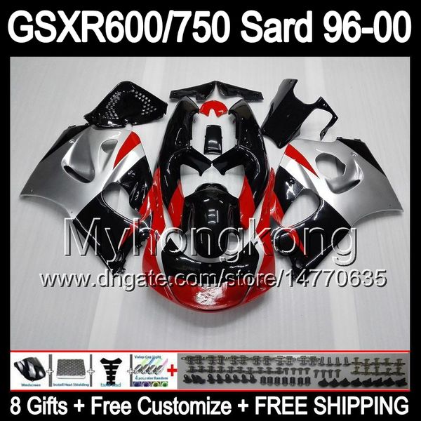 

красный серебро 8gifts+ обтекатель для suzuki gsxr600 gsxr750 srad 96-00 gsxr 600 750 gsx в r600 о my8 750 рандов 96 97 98 99 00 1996 1997 1
