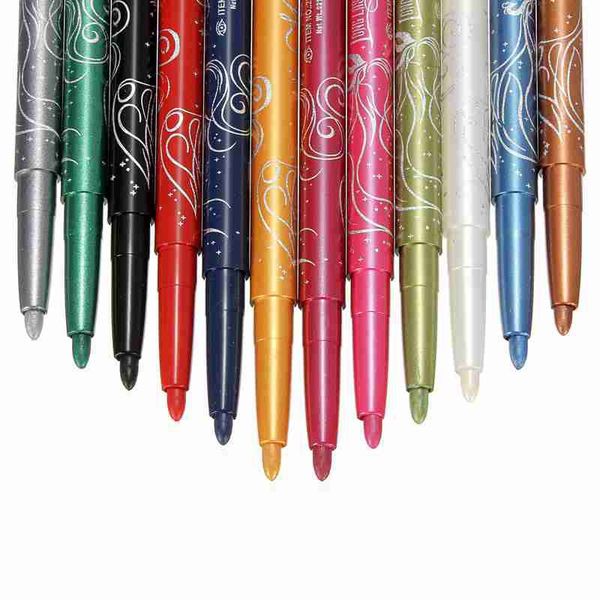 Wholesale-Pro Fashion 12 Colors Eyebrow Glitter Shadow EyeLiner Pencil Pen Cosmetic  Set Kit Tools