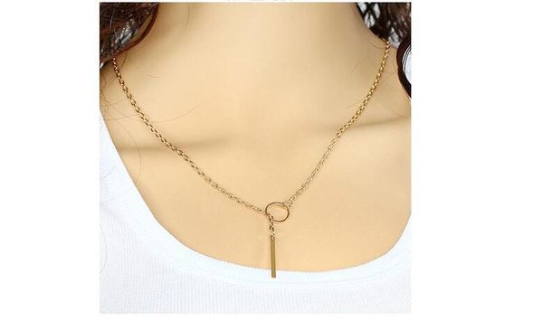

12pcs/lot sale ladie's women's girl's new arrival gold silver color simple metal circle short pendant necklace chain necklace