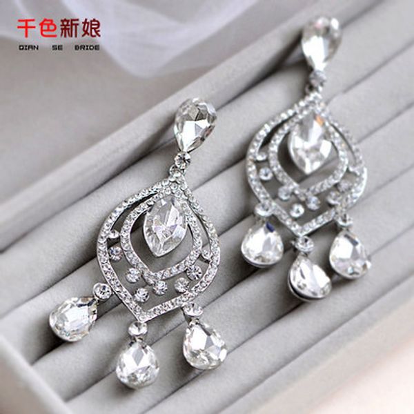 

бесплатная доставка cz алмаз кристалл бисера стерлингового серебра свадебные серьги мода конкурс ювелирных изделий свадебные аксессуары серь, White
