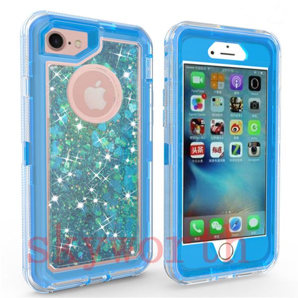 

For iphone x 8 7 plu 6 am ung galaxy note8 9 8 glitter bling liquid quick and cry tal robot ca e defender rugged hybrid cover