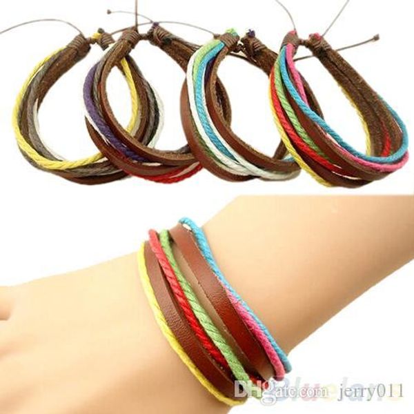 

Fashion Men's Women's Surfer Tribal Wrap Multilayer Leather Adjustable Cuff Bracelet 1O9G