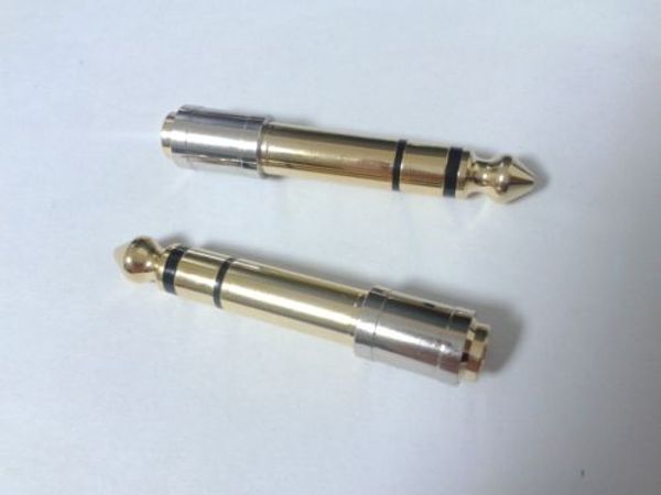 2 Stück Kupfer-Goldstecker-Audio-Klinkenstecker TRS 1/4 Zoll (6,35 mm) auf 1/8 Zoll (3,5 mm) Stereo