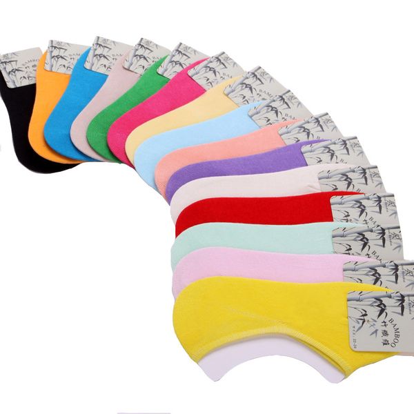 

wholesale-2015 fashion summer invisible bamboo fiber socks women candy color women's sock women brand sock 5pairs/lot, Black;white