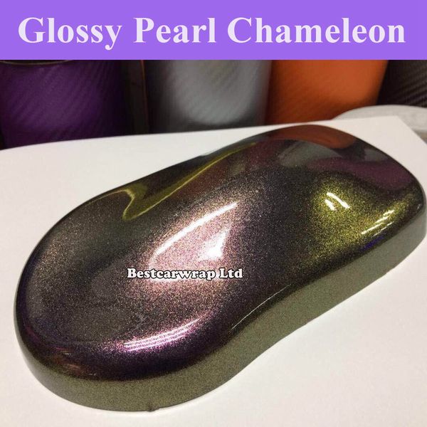 Premium Gloss Metálico Roxo a Dourado Flip Glitter Vinyl - Filme Wrap Car com bolha de ar livre Chameleon cobrindo folha de tamanho 1.52x20m / Roll