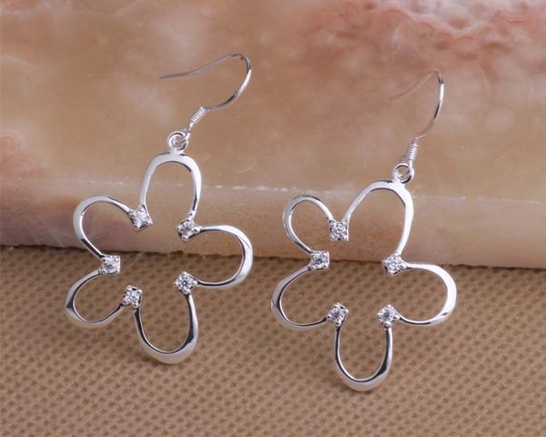 

fashion (jewelry manufacturer) 20 pcs a lot flower with diamond earrings 925 sterling silver jewelry factory price fashion shine earrings