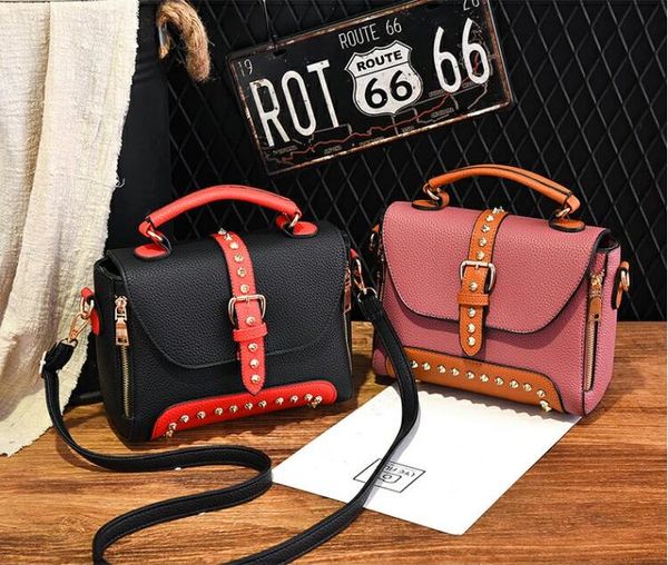 

2017. new pattern. bump color. handbag. women's bags. fashion casual bag. pu. small. mini. rivet.cross body.shoulder bags.totes