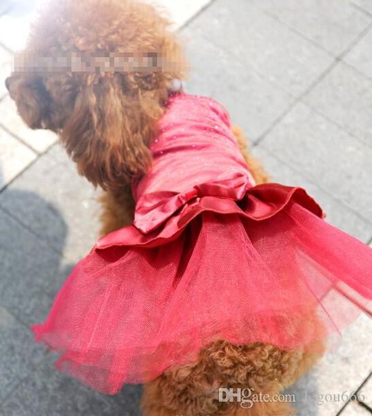 Nobile abito da sposa blingbling tricolore primavera ed estate vestiti per cani vestiti per animali domestici JIA357