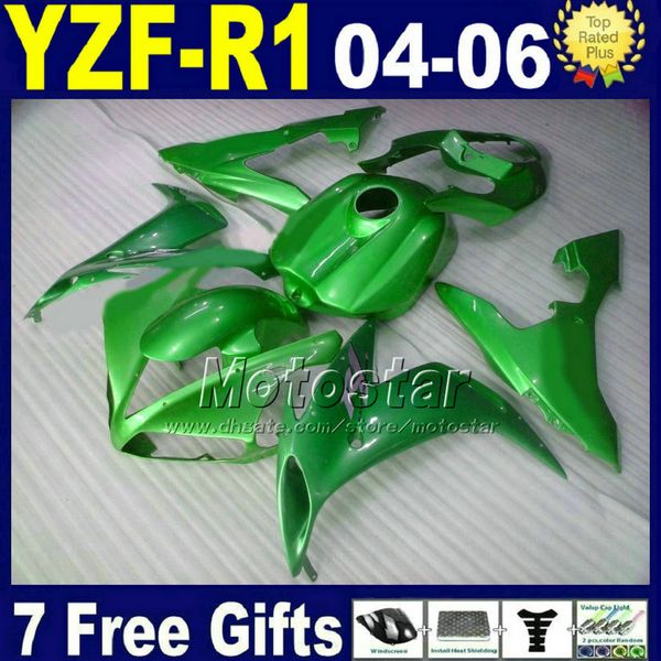 Misura per Yamaha r1 2004 2005 2006 kit carena verde Stampo ad iniezione moto da strada YZFR1 2004 2005 2006 carene YZF R1 V9W6 bodykits