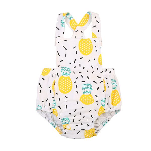 Süße Baby-Kleidung für Mädchen, Ananas-Druck, ärmellos, Strampler, Rücken, Kreuz, Overall, Outfit, Spielanzug, Sonnenanzug, Kleidung, Baby-Kinderkleidung, Baby-Einteiler