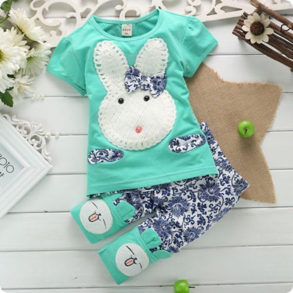 

wholesale- 2pc suit baby kids girls boys toddlers cute rabbit and short pants set clothes, White