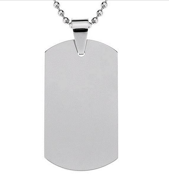 

DHL Free Shipping Blank Engravable Stainless Steel Dog Tag Military Shape Men Pendant for boys Customized 100 pcs/lot Wholesale