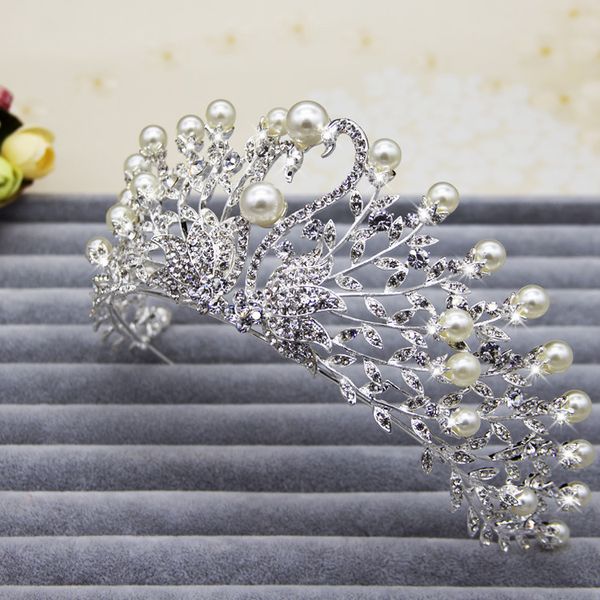 Tiara de cisne coroa com strass, coroas de casamento, tiaras de noiva, acessórios para cocar de casamento, desempenho, coroas184a