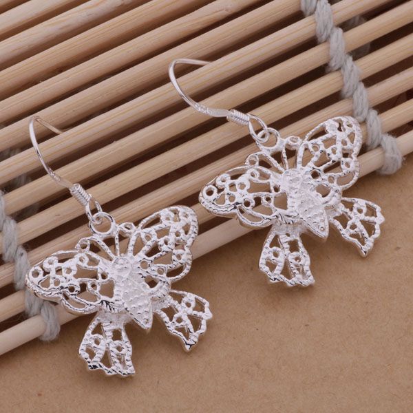 

fashion (jewelry manufacturer) 40 pcs a lot pierced butterfly earrings 925 sterling silver jewelry factory fashion shine earrings