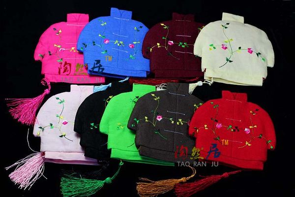 

vintage chinese clothes embroidered linen jewelry pouches party favors tassel zipper gift packaging bags coin purses 100pcs/lot mix color, Pink;blue