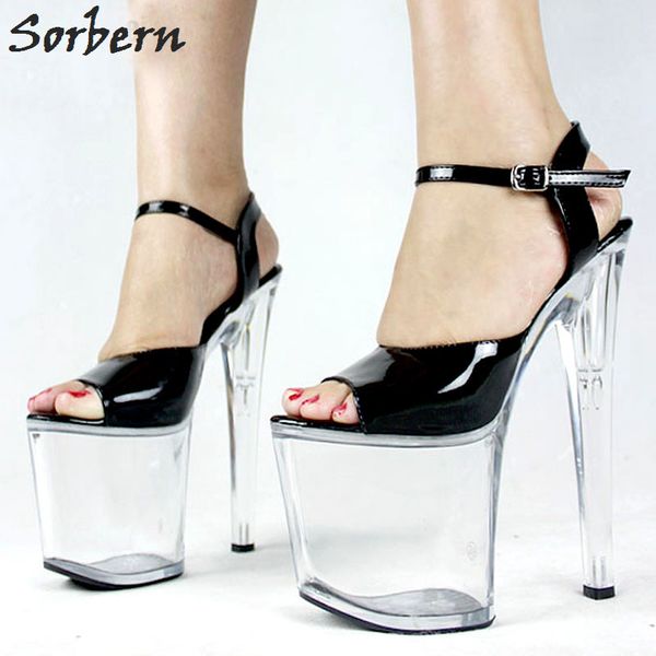 Forme Transparent 20cm Ultra Sandales À Talons Haute Boucle Pvc Plate Toe Femmes Ankle 9cm Acheter Strap Open tdhQCsxr