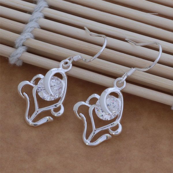 

fashion (jewelry manufacturer) 20 pcs a lot hollow flower crystal earrings 925 sterling silver jewelry factory price fashion shine earrings