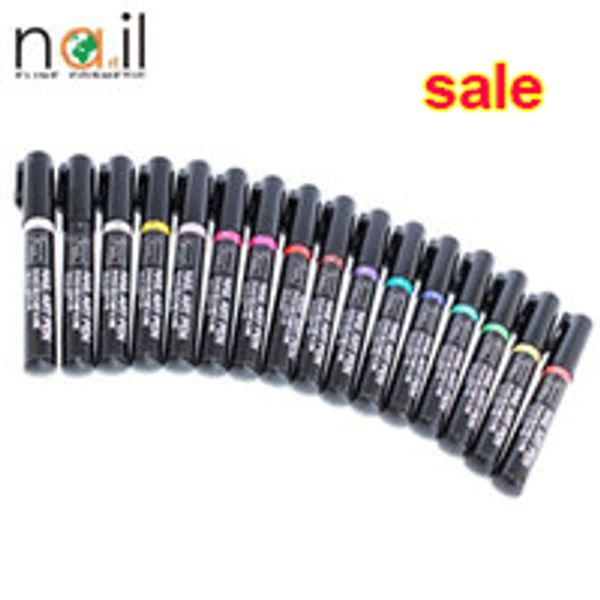 

wholesale-(16pcs/lot)new 2014 16 colors nail art polish pen painting design nail tool drawing gel diy decoration407, Silver