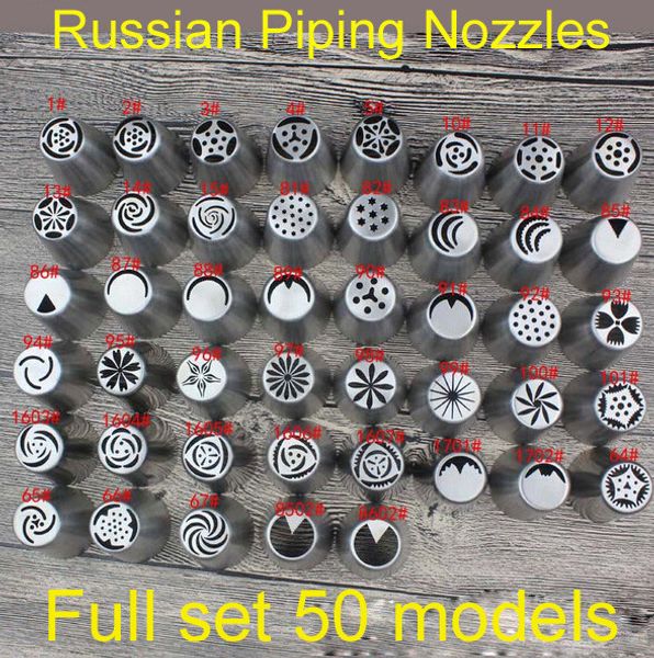 

wholesale- 2016 new 50pcs/set russian tulip nozzle perfect for cake cupcake decorating icing piping nozzles russian rose nozzles tips
