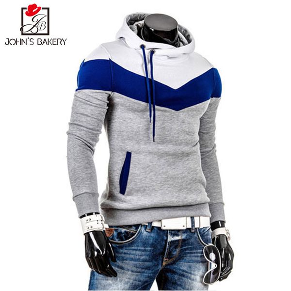 Wholesale- Fashion  Hoodies Men Casual Sportswear Man Hoody Stitching Long-sleeved Sweatshirt Men Five Colors Slim Fit Men Hoodie