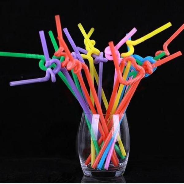 Strisce multicolori all'ingrosso 100 pezzi Cannucce flessibili extra lunghe per bere Cannucce per feste / bar in plastica Cocktail di frutta