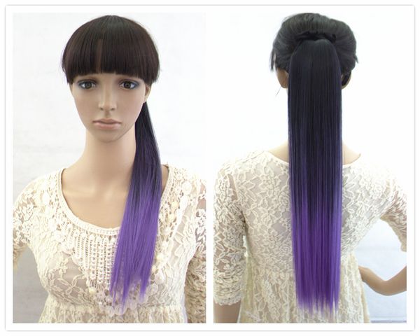 Fashion Dyeing Two Tone Ombre Color Straight Ponytail Hair
