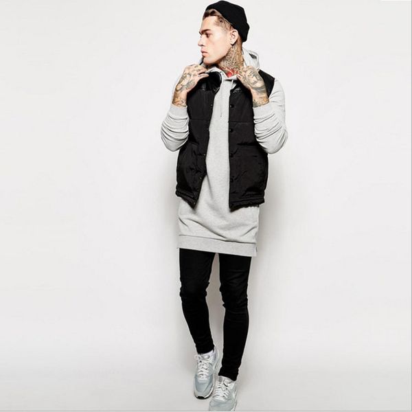 

black mens longline hoodies tall fleece long hop fashion men hoodie sweatshirts solid side zipper streetwear hip extra hiphop1 ucgnu
