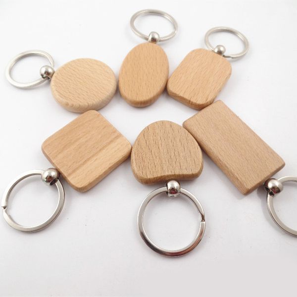 

simple style wood key chains key rings diy wood round square heart oval rectangle shape key pendant handmade keychain gift d274l, Silver
