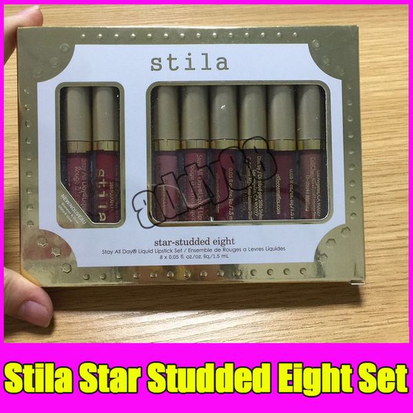 Neue Stila Lip Make -up Matt Velvet Star Stern acht aufhalten den ganzen Tag wasserdichte flüssige Lipgloss Lipgloss Lippenstifte Lippenstift Set