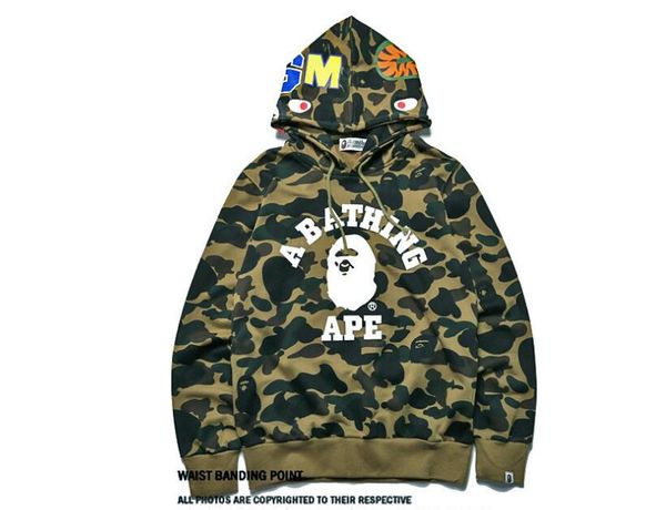 

New autumn print weat hirt for men black ape hark hoodie coat full zip hoodie fleece cardigan weat hirt top