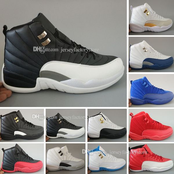 

new 12 mens basketball shoes for men white the master gs barons wolf grey flu game taxi playoff french blue gym red sneakers