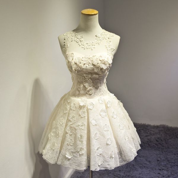 

новое кружевное коктейльное платье с цветочками ручной работы 2016 года красное шампанское короткое вечернее платье элегантный, Black