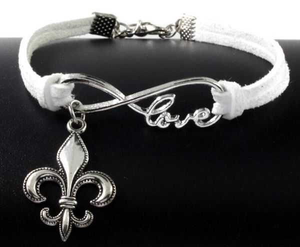 

Винтаж Серебряный любовь Бесконечности Fleur de Lis прелести браслет Браслет для женщ