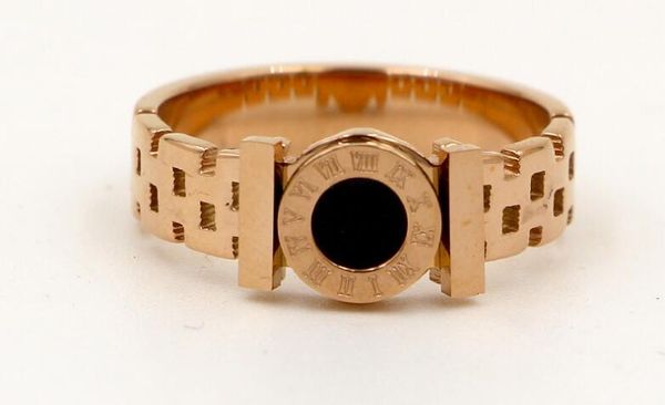 

korean models strap double cross bar black roman numerals rose gold ring ring forefinger fashion titanium steel tail ring, Golden;silver
