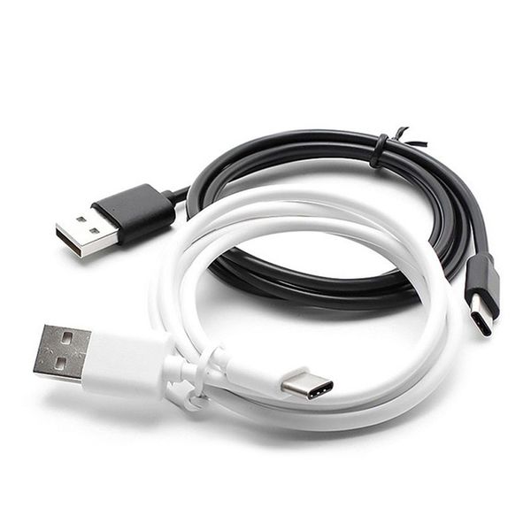 200 pcs 1m / 2m preto / branco Tipo-C 3.1 Tipo C USB Data Sync Cable Carregador para Moblie Telefone